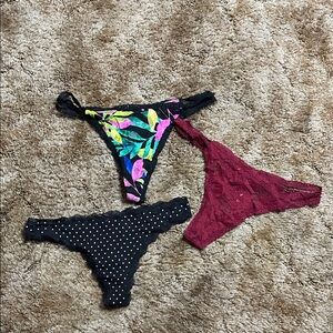 PINK Victoria’s Secret Thong Pantie Bundle lot of 3